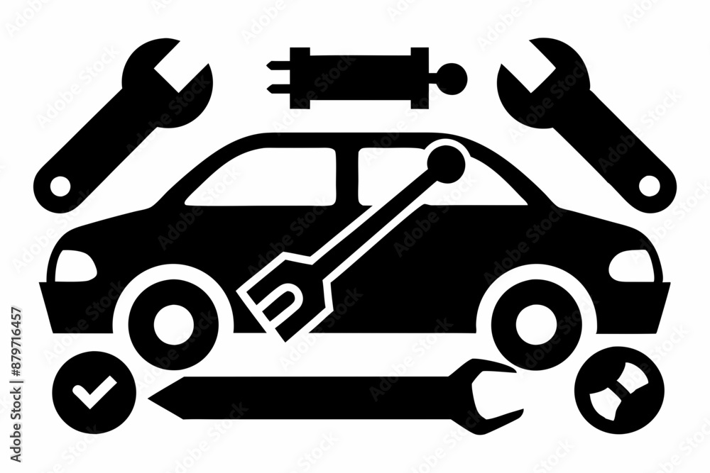Automotive repair tool icon vector silhouette Automotive repair tool icon vector silhouette