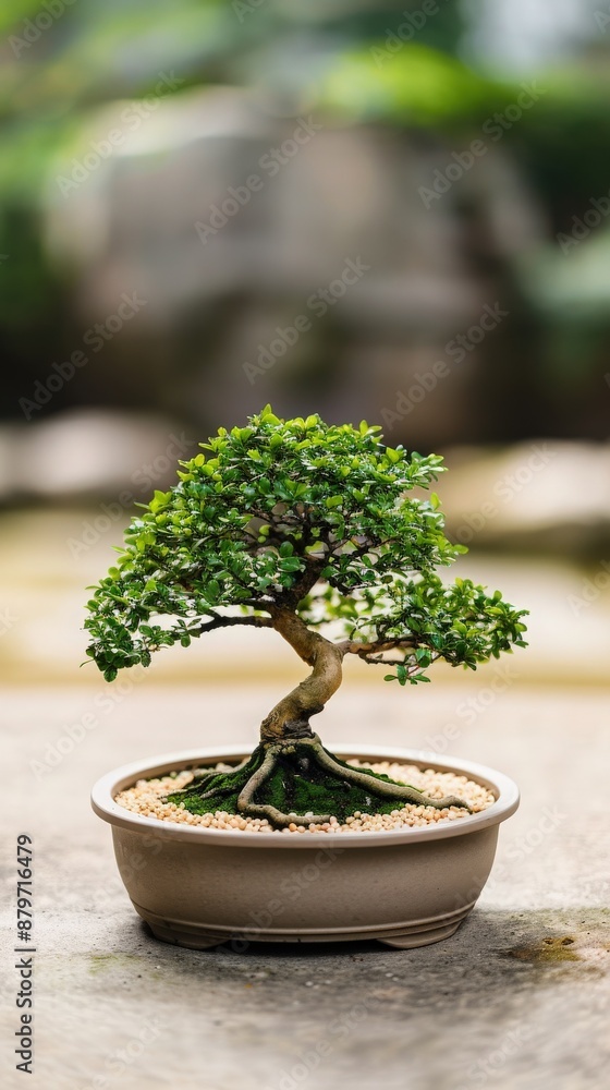 Miniature Bonsai tree in a pot, showcasing intricate design and serene nature in an outdoor setting. Perfect for zen and gardening concepts. Miniature Bonsai tree in a pot, showcasing intricate design and serene nature in an outdoor setting. Perfect for zen and gardening concepts.