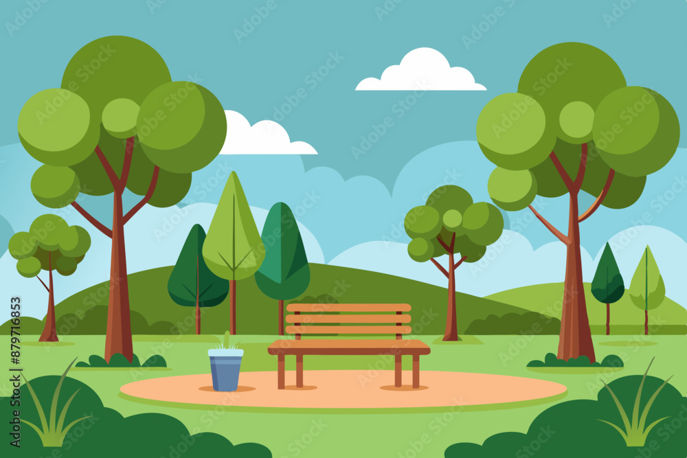 A park has trees and chairs vector illustration A park has trees and chairs vector illustration