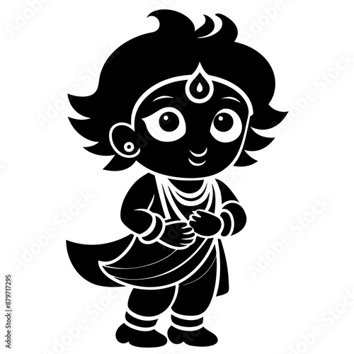 Chebbi art of Krishna all side view vector silhouette 