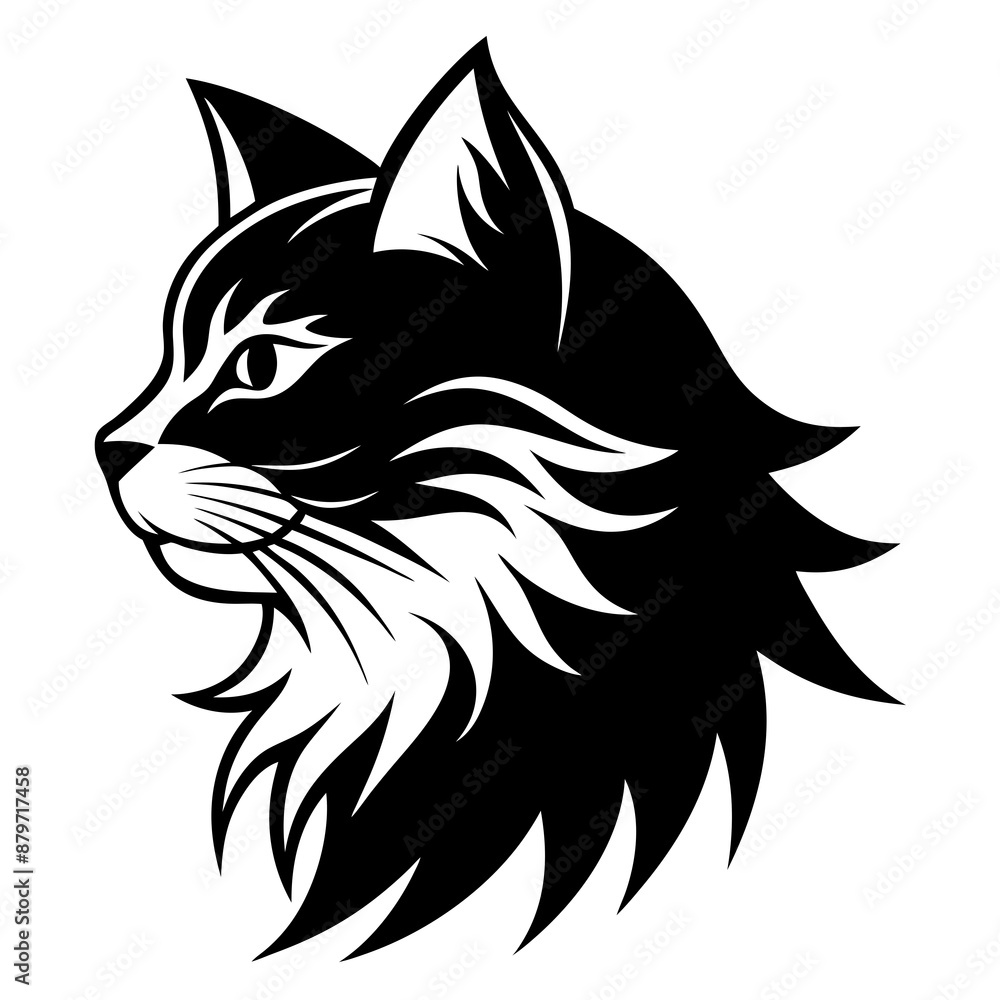 Persian cat face logo vector silhouette on white background Persian cat face logo vector silhouette on white background