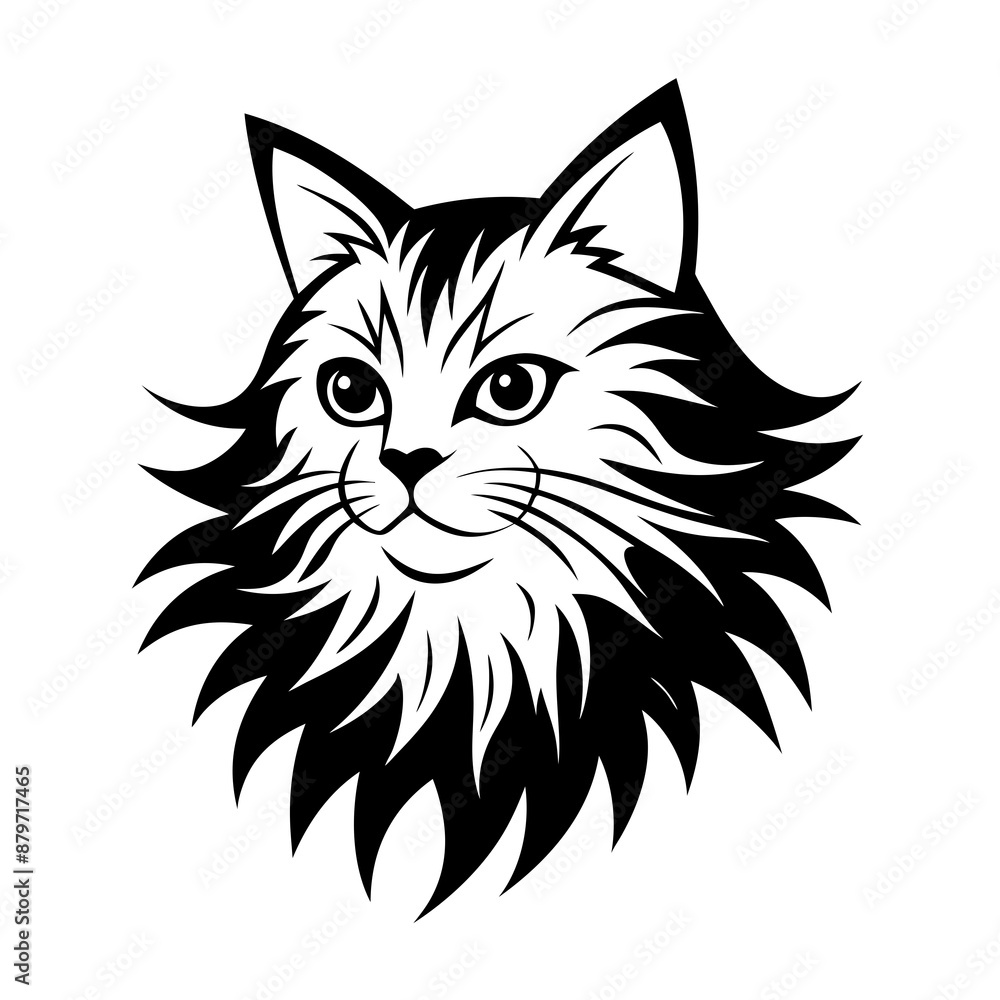 Obraz premium Persian cat face logo vector silhouette on white background