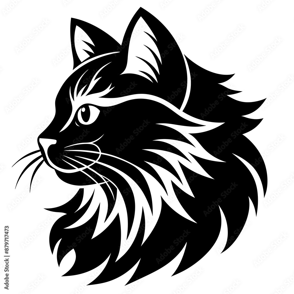 Persian cat face logo vector silhouette on white background Persian cat face logo vector silhouette on white background
