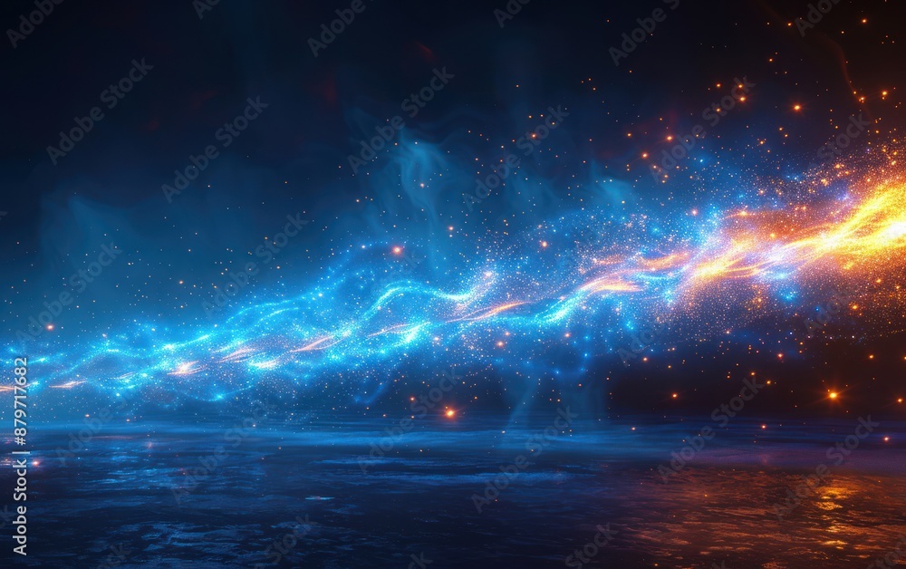 Abstract Cosmic Glow: Blue and Orange Nebulae Abstract Cosmic Glow: Blue and Orange Nebulae