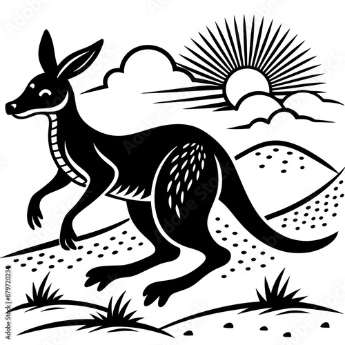 Playful Kangaroo Hopping Through the Outback Vector Design and illustration