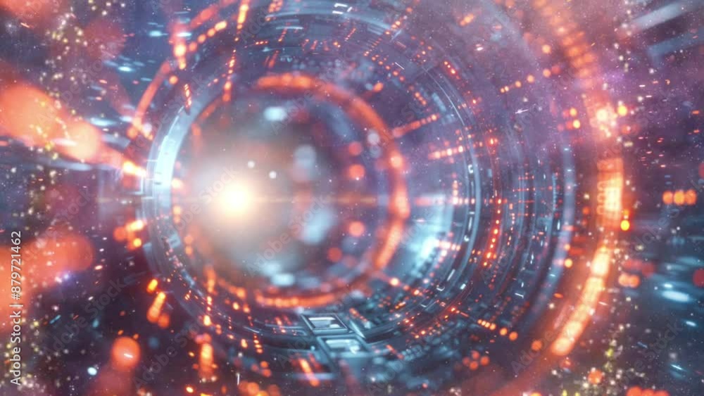 Digital data stream of numbers and letters in the dark tunnel with glow, futuristic background for technology concept Digital data stream of numbers and letters in the dark tunnel with glow, futuristic background for technology concept