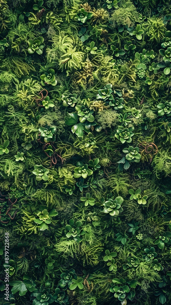Green Mossy Forest Floor Texture Background, 4K hyperrealistic photo