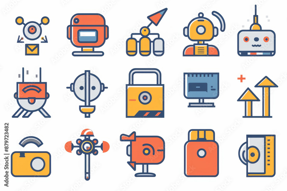 72 Icons representing AI-driven search engines, a minimalist composition 72 Icons representing AI-driven search engines, a minimalist composition