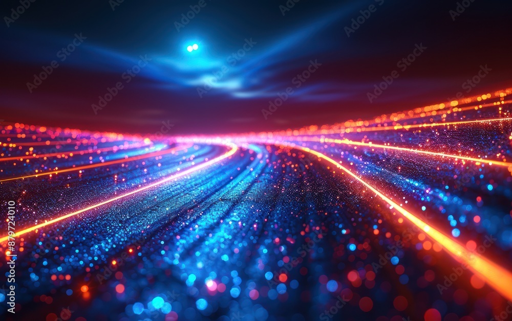 Fototapeta premium Abstract Digital Landscape with Glowing Lines