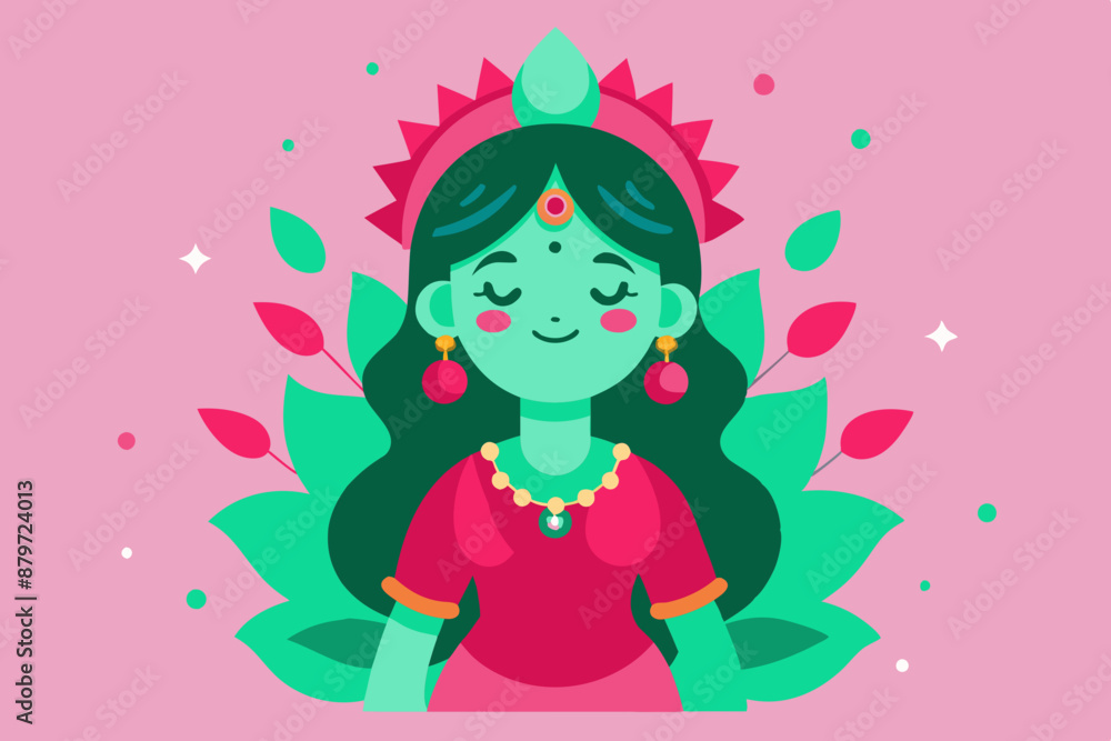Happy Navaratri on pastel colorful background with flowers 