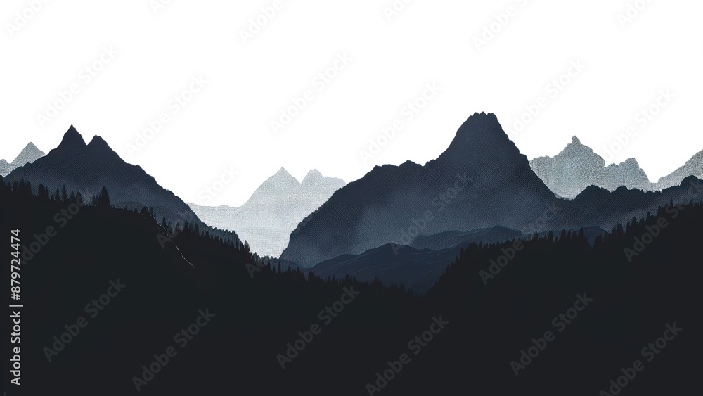 Naklejka premium PNG Mountain border silhouette clip art landscape outdoors nature.