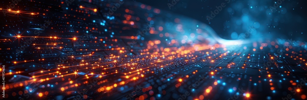 Fototapeta premium Abstract Digital Network with Glowing Lights