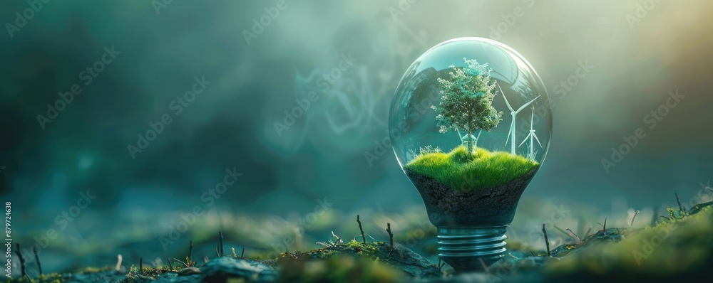 Eco-friendly concept with a tree growing inside a light bulb, symbolizing green energy and sustainability. Eco-friendly concept with a tree growing inside a light bulb, symbolizing green energy and sustainability.
