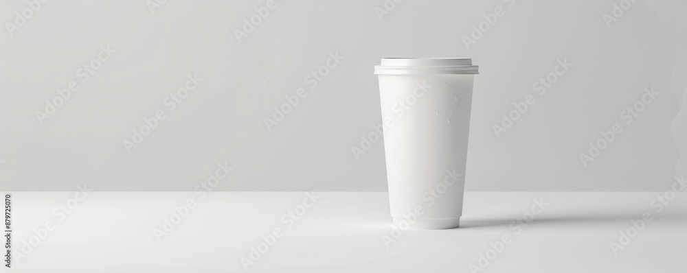 Isolated white plastic cup on white background mockup, 4K hyperrealistic photo Isolated white plastic cup on white background mockup, 4K hyperrealistic photo
