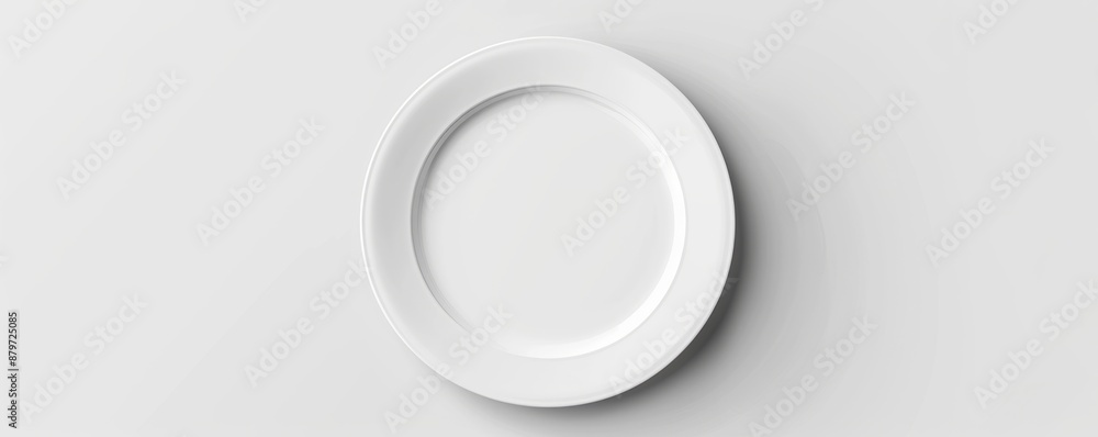 Isolated white plate on white background mockup, 4K hyperrealistic photo Isolated white plate on white background mockup, 4K hyperrealistic photo