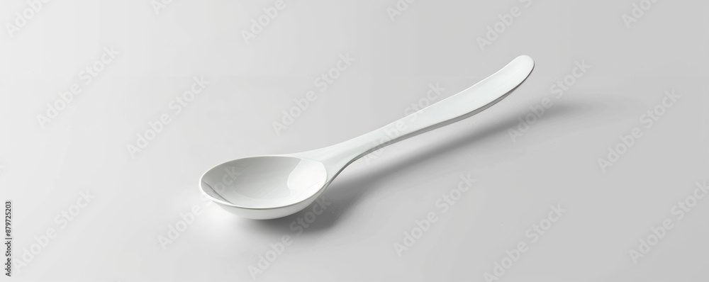 Isolated white spoon on white background mockup, 4K hyperrealistic photo Isolated white spoon on white background mockup, 4K hyperrealistic photo