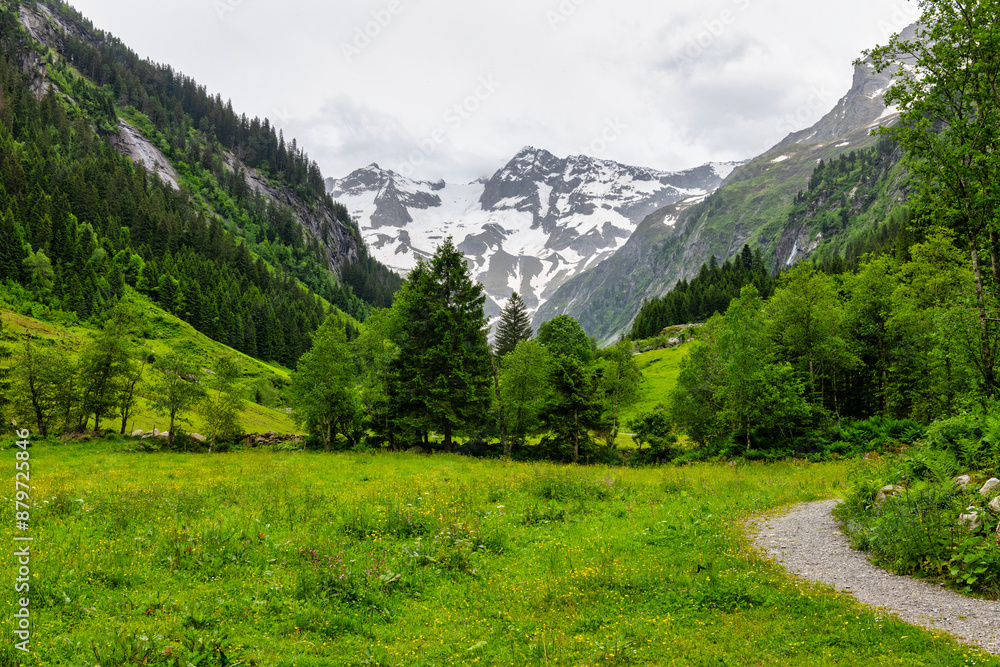 The beautiful Stilluptal valley, also called the waterfall valley near Mayrhofen in Austria, Europe The beautiful Stilluptal valley, also called the waterfall valley near Mayrhofen in Austria, Europe