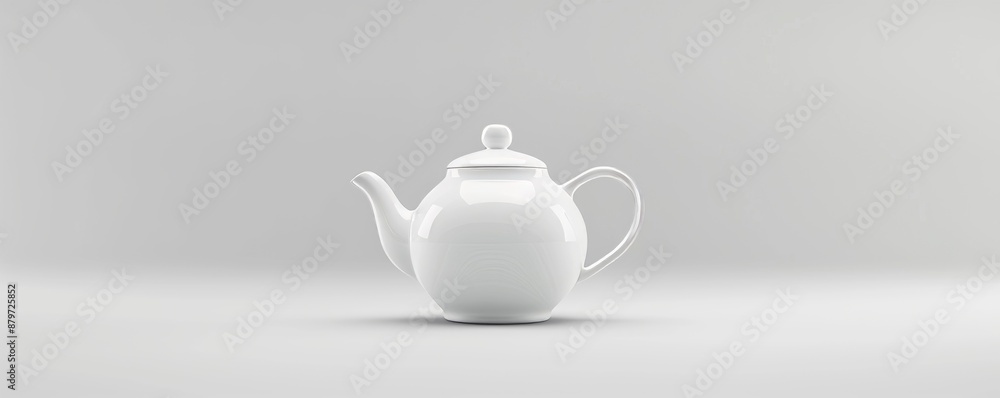 Isolated white ceramic teapot on white background mockup, 4K hyperrealistic photo Isolated white ceramic teapot on white background mockup, 4K hyperrealistic photo