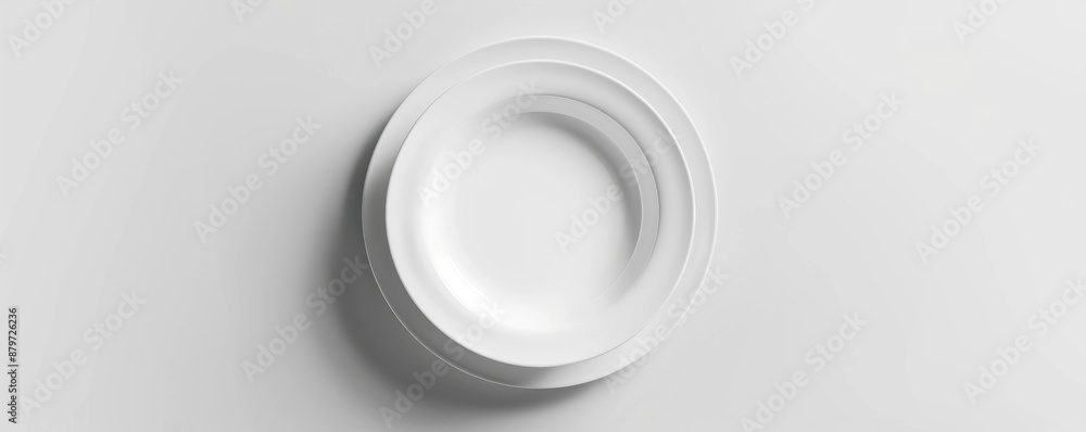 Isolated white ceramic plate on white background mockup, 4K hyperrealistic photo Isolated white ceramic plate on white background mockup, 4K hyperrealistic photo