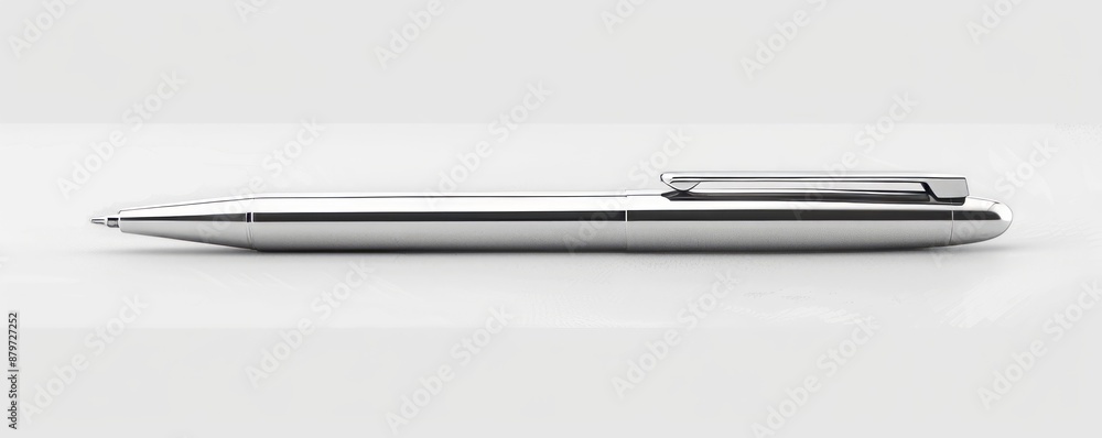 Isolated silver pen on white background mockup, 4K hyperrealistic photo Isolated silver pen on white background mockup, 4K hyperrealistic photo