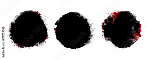 Set black and white illustration of a black and white, Black Watercolor Splash	