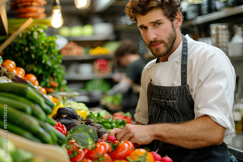 Chef preparing dishes with locally sourced produce Chef preparing dishes with locally sourced produce