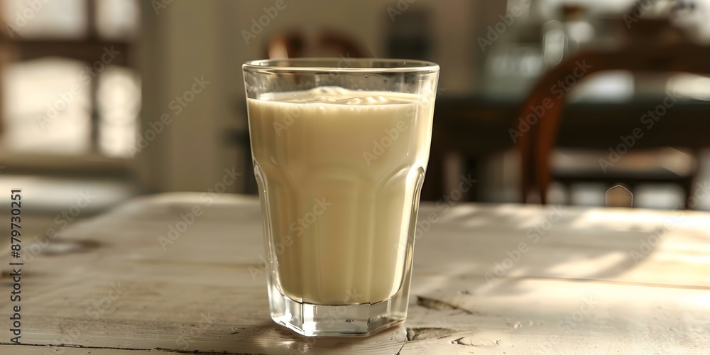 A glass of fresh non-homogenized milk showcasing its creamy top layer. Concept Food Photography, Dairy Products, Fresh Ingredients, Culinary Art, Farm-Fresh Dairy A glass of fresh non-homogenized milk showcasing its creamy top layer. Concept Food Photography, Dairy Products, Fresh Ingredients, Culinary Art, Farm-Fresh Dairy