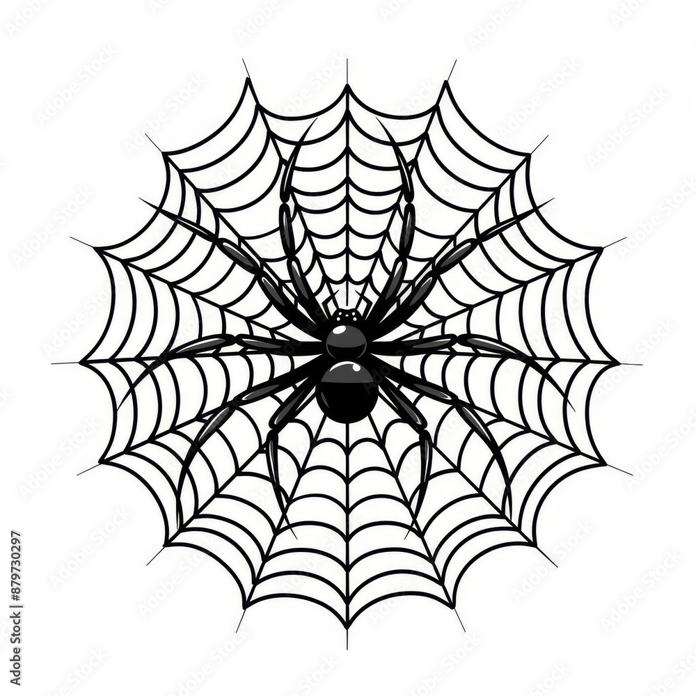 Obraz premium a spider web clipart, Halloween decor, detailed illustration, black and white