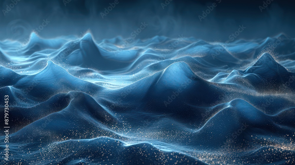 Obraz premium Abstract Blue Landscape with Shimmering Lights