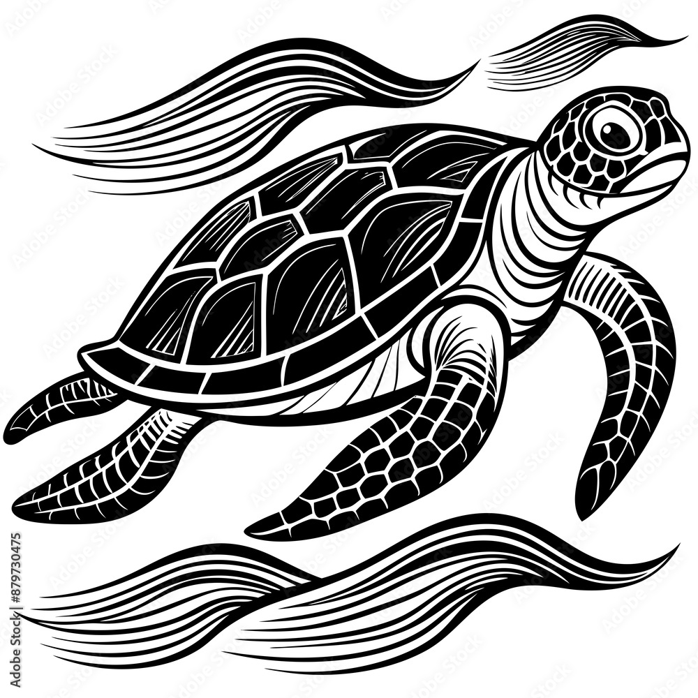 Serene Turtle Swimming in the Ocean Vector Design and illustration Serene Turtle Swimming in the Ocean Vector Design and illustration