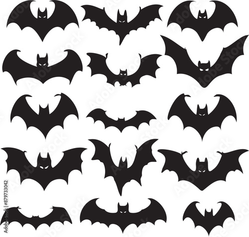 Halloween bats silhouettes 