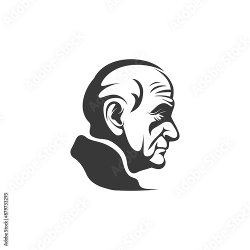 Stylized Monochrome Portrait of Elderly Man in Profile