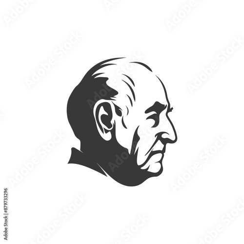 Monochrome Profile Portrait of a Pensive Elderly Man