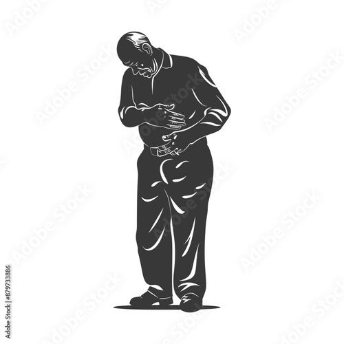Elderly Man in Distress, Vintage Style Illustration