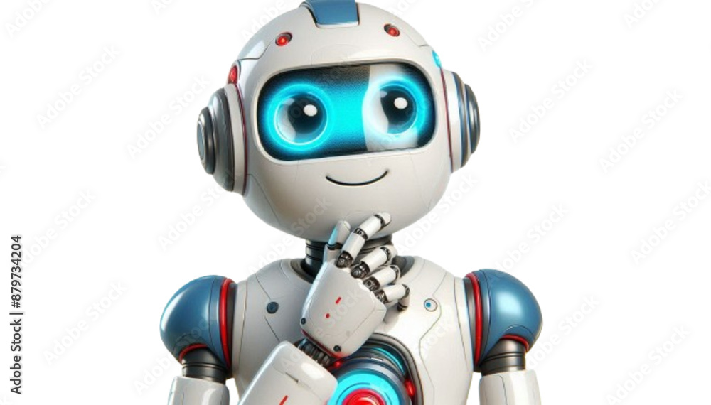PNG Robot thinking cartoon technology futuristic smiling PNG Robot thinking cartoon technology futuristic smiling