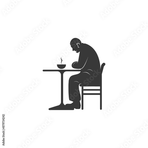 minimalist logo or symbol for elderly man activity black color only
