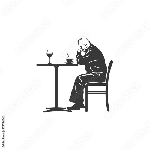minimalist logo or symbol for elderly man activity black color only