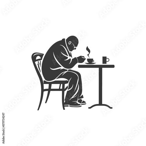 minimalist logo or symbol for elderly man activity black color only