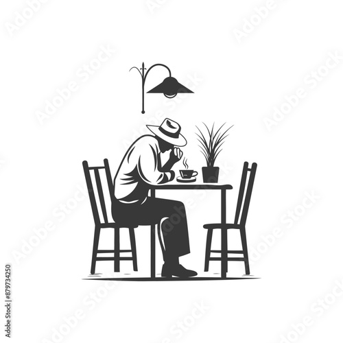 minimalist logo or symbol for elderly man activity black color only
