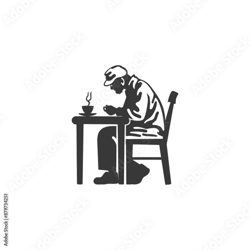 minimalist logo or symbol for elderly man activity black color only