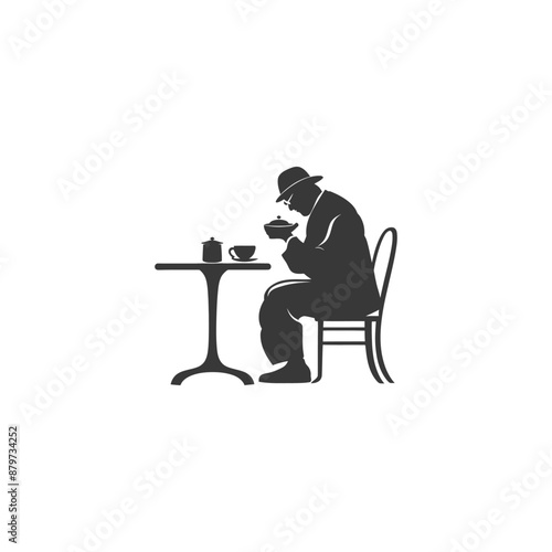 minimalist logo or symbol for elderly man activity black color only