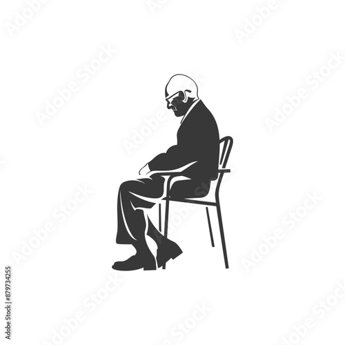 minimalist logo or symbol for elderly man activity black color only