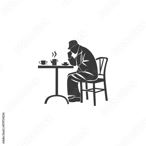minimalist logo or symbol for elderly man activity black color only