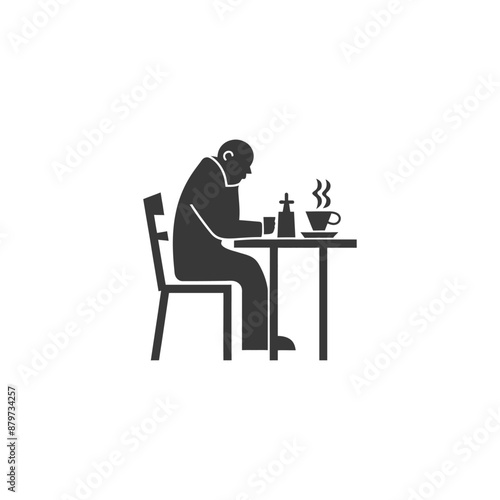 minimalist logo or symbol for elderly man activity black color only