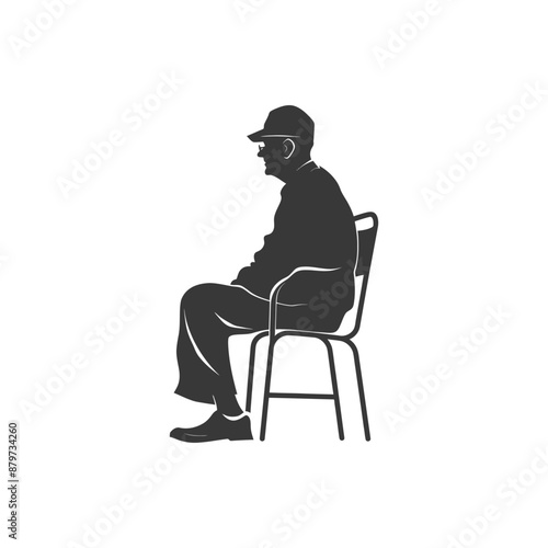 minimalist logo or symbol for elderly man activity black color only