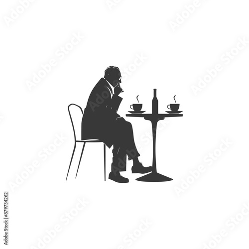 minimalist logo or symbol for elderly man activity black color only