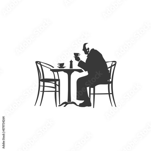 minimalist logo or symbol for elderly man activity black color only