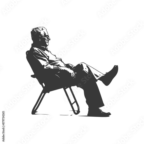 minimalist logo or symbol for elderly man activity black color only