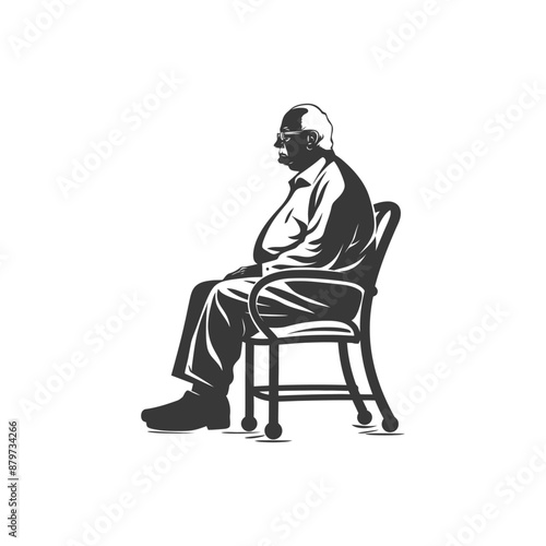 minimalist logo or symbol for elderly man activity black color only