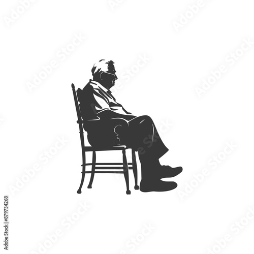minimalist logo or symbol for elderly man activity black color only